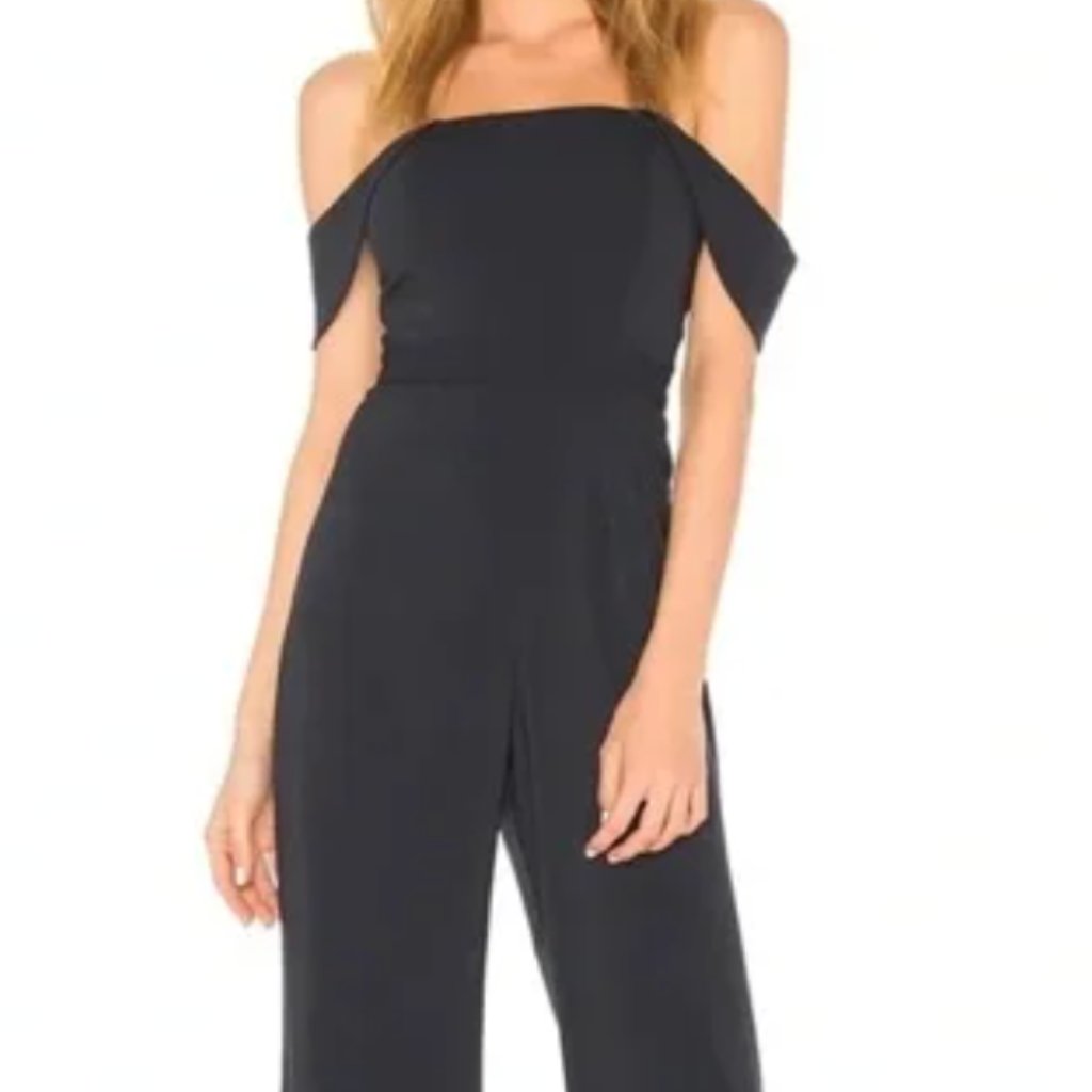 Jay Godfrey Off Shoulder Brin Jumpsuit In Black